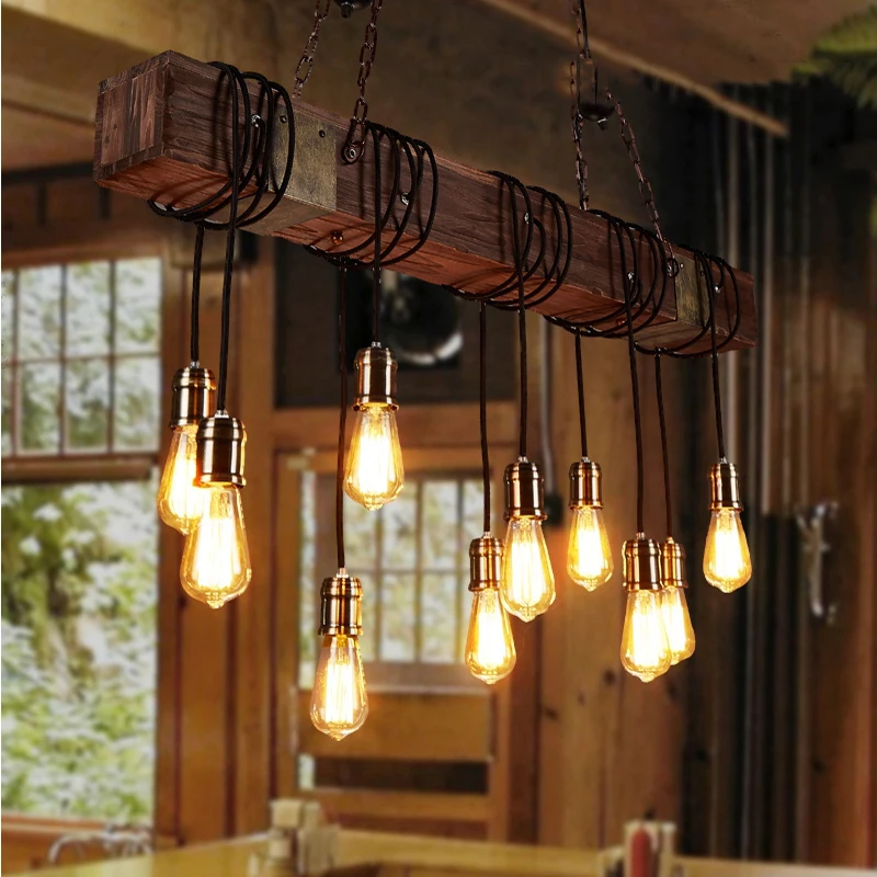 
Antique Rustic Wooden Decoration Industrial Edison Bulbs pendant light 