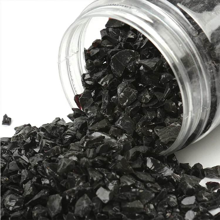 3-6mm Decorative Irregular Shapes Black Crushed Fire Glass Gravel Stones for Fire Pit Patio Fireplace Fairy Garden Decoration