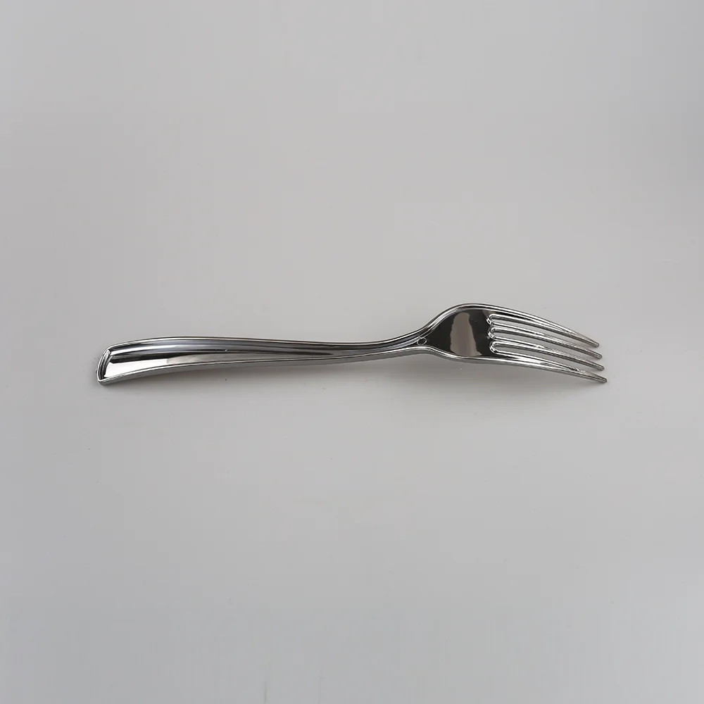 Perfect design long handle factory dinner wholesale gold salad seafood disposable silver plastic fork