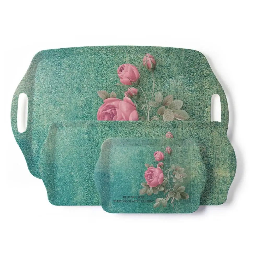 Fashion design melamine serving tray with handle