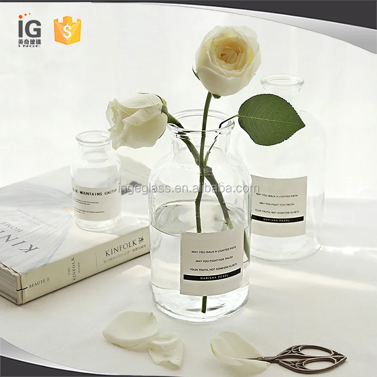 Amber/Clear 500ml Round Glass Vase for Wedding Party Decor