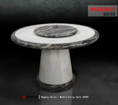 Simple elegant  appearance artificial round  marble dining  table with rotating centre  BR-MDT-8029