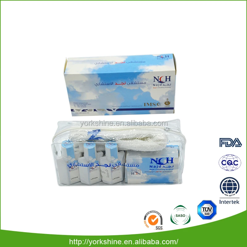 New environmently material hospital bathroom amenity kit/sets manufacturer