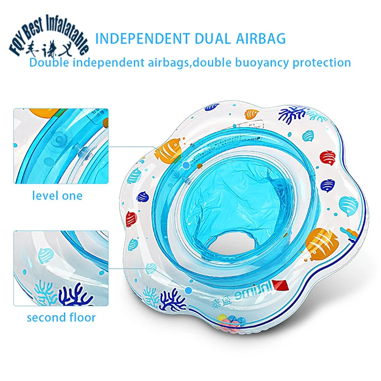 PVC water safety inflatable swimming pool baby floating ring customised star Swan collar sunshade small seat kids toddler float