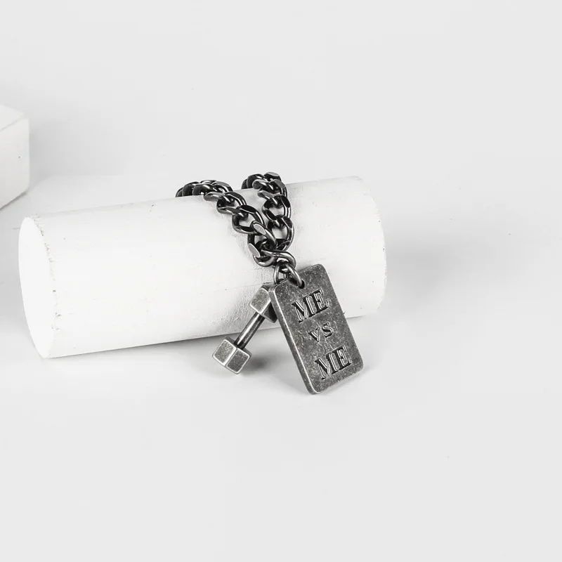 Maxhen88 Fitness Sports Bracelet ,Faith Belief ME VS ME Bracelet,Lock Dumbbell Bracelet for couple