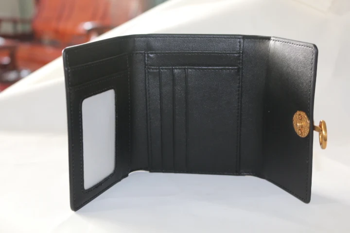 Ladies long PU leather black purse card bag fashionable wallet