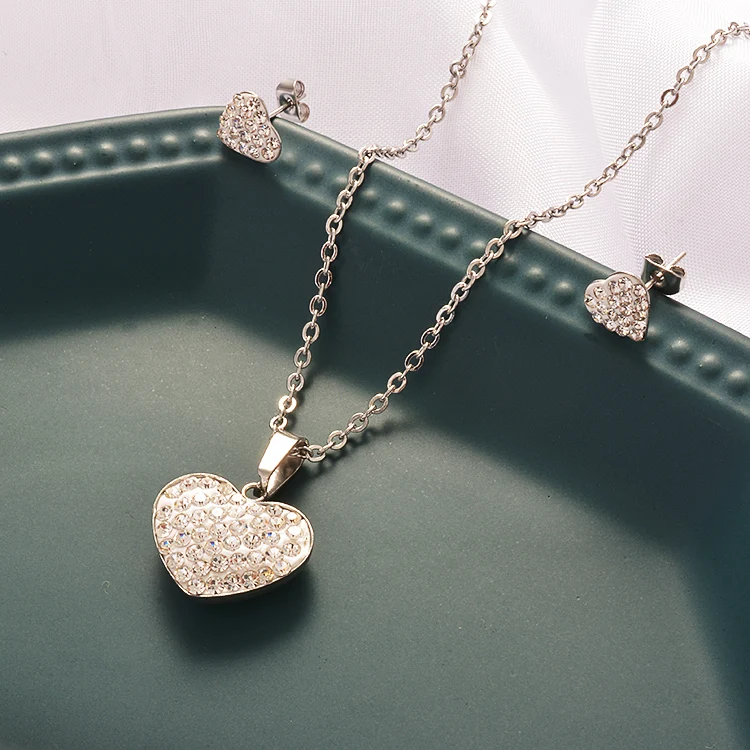 Modalen Lacie Heart Earring Custom Necklace Valentine Hand Bridal Diamond Set 18k Gold Jewelry