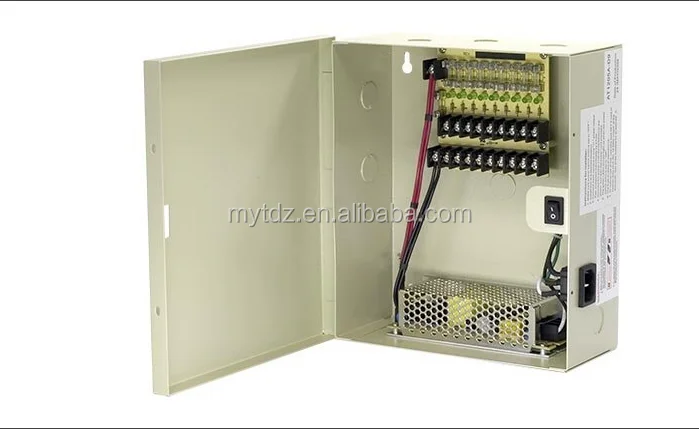 12V DC 9ch 10 Amps Power Supply Box for CCTV Security Cameras, Fused,