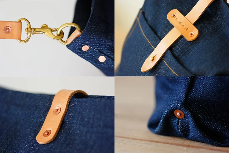 Manufacture Canvas Messenger Bag Foldable Denim Canvas Tote Bag with Leather Handle