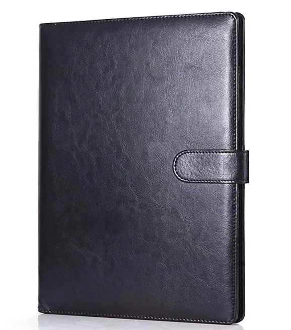 custom pu leather padfolio organizer portfolio folder with letter-sized writing note pad