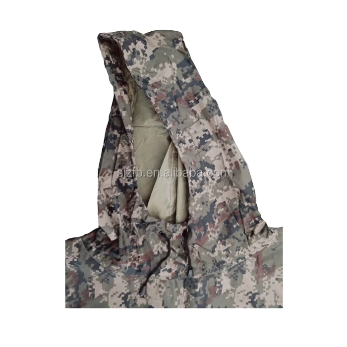 High quality Polyester coated PVC military camouflage raincoat