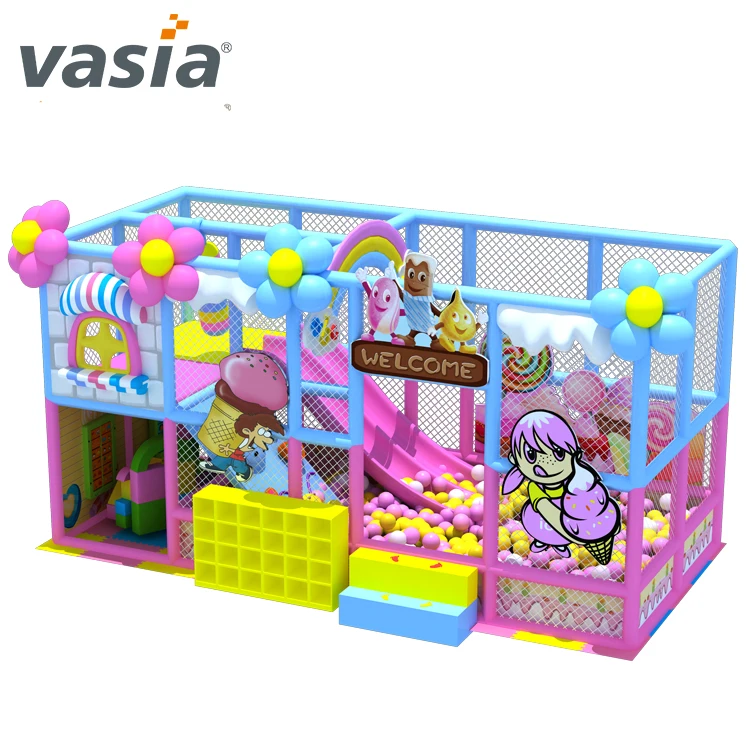 Indoor Playground Equipment Game Set with Climbing Wall Tranpoline Slides Ninja Rope Course and Foam Ball Pool