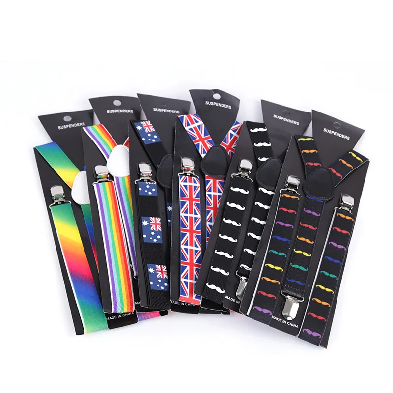 Cartoon style unisex  general elastic  suspender adjust  adult 3clips braces  for  trousers