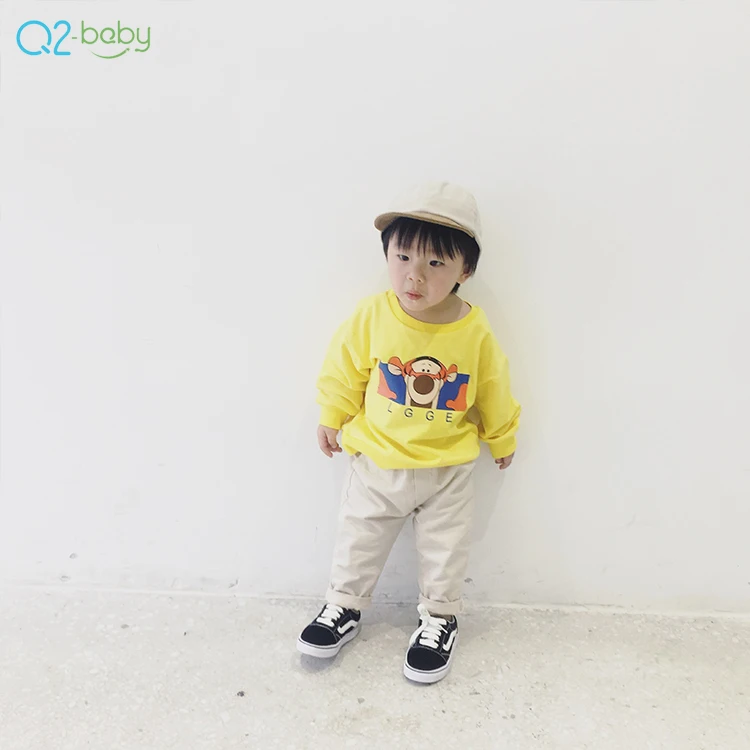
Q2-baby Casual Cotton Kids Pullover Baby Long Sleeve Sweatshirt Without Hood 