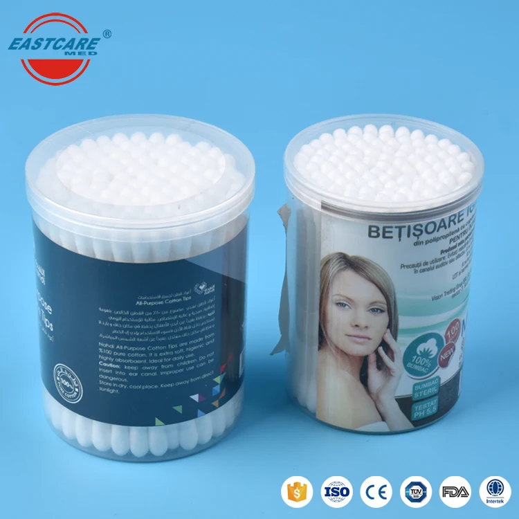 Стерилизованная Пластиковая Палочка для макияжа, двусторонние спиртовые ватные палочки, ватные палочки q-tips, белая палочка, ватные палочки из натурального хлопка