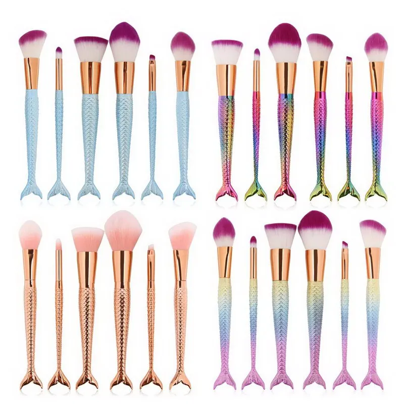 Best Quality 6PCS Mermaid Makeup Brush Set Fish Tail
