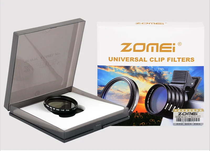 2 in 1 37mm Adjustable Neutral Density Filter ND2-400 with Phone Clip for Most Smartphones
