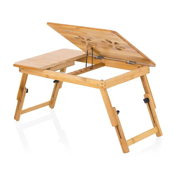 hot-sell solid construction bamboo laptop table with adjustable leg