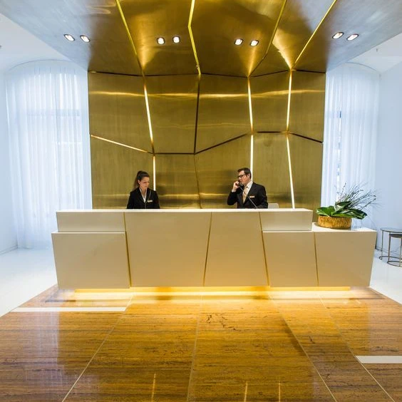 Warm Touch, Colorful and Luxury  Solid Surface Office  Reception Desk By Hotel