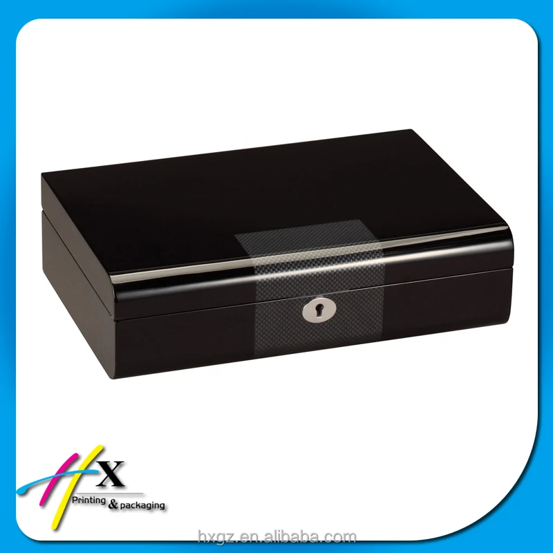 China Guangzhou Supplier Diplomat 10 Piano Black Wood Watch Case Carbon Fiber Accent Trim