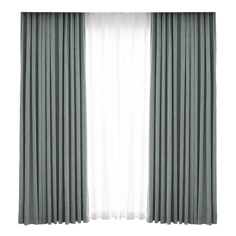 Monad Cheap Gray Blackout Solid 100 Polyester Fabric Stock Decor Curtain For living Room
