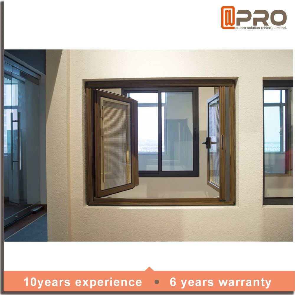 Aluminium awning windows burglar proof casement window with grill design and mosquito nets BayWindow with blinds louvers
