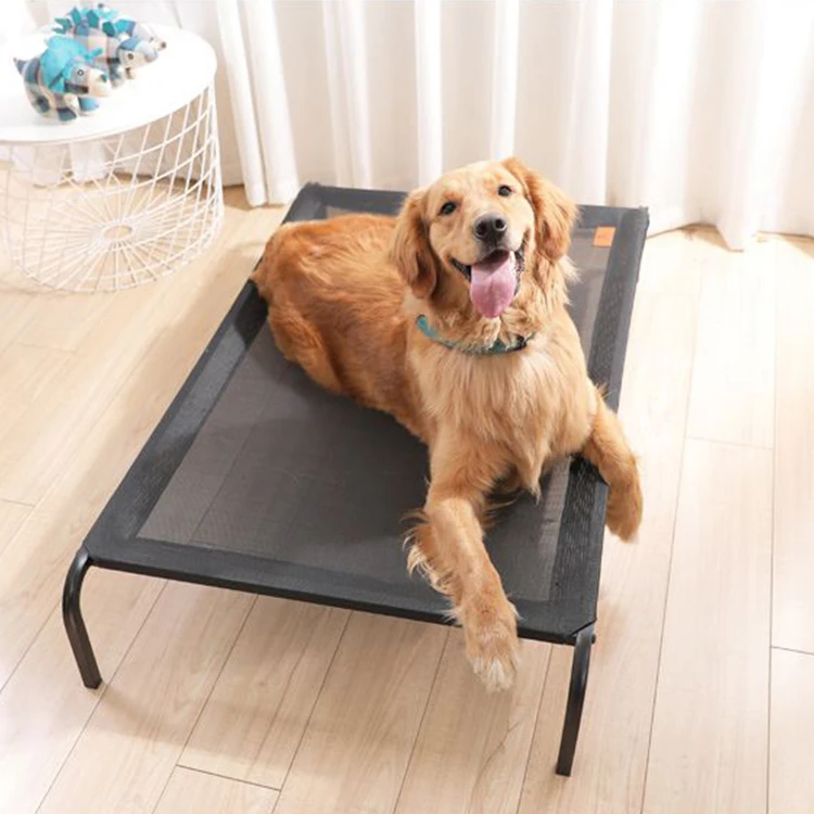 Indestructible plush pet cat metal frame elevated dog bed