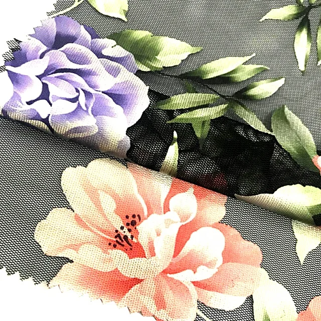 Fashion pattern 100% Polyester 3D Foil Printing Mesh Digital Foil Printed Fabric