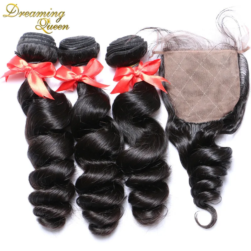 Peruvian Hair Weave Bundles With Closure 4x4 Silk Base Closure With Bundles 100 Human Hair With