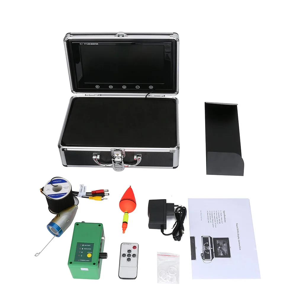 10 Inch 15M 1000TVL Fish Finder Underwater Fishing Camera 15pcs White  LEDs + 15pcs Infrared Lamp For Ice/Sea/River Fishing