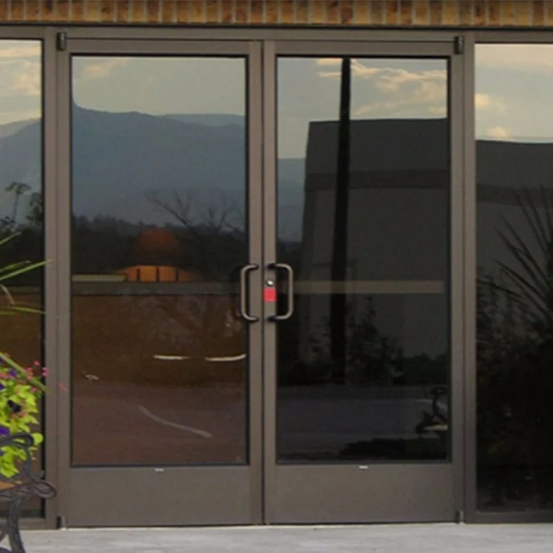 Компактная конструкция в современном стиле коммерческие алюминиевые двойные двери