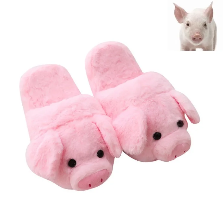 Lovely Pink Piggy for girls with 3D yellow star bedroom shoes indoor slippers