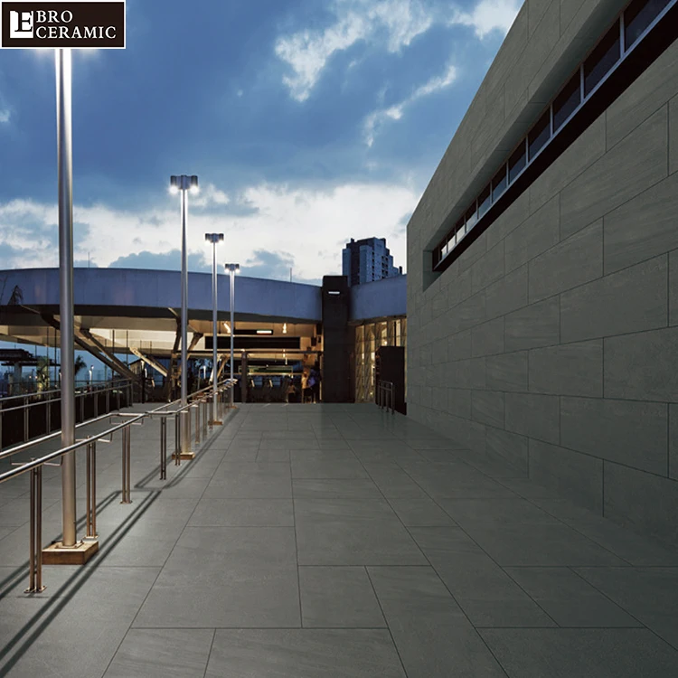 Heavy traffic driveway 2cm cement design outdoor porcelain floor tiles in grey EB26622