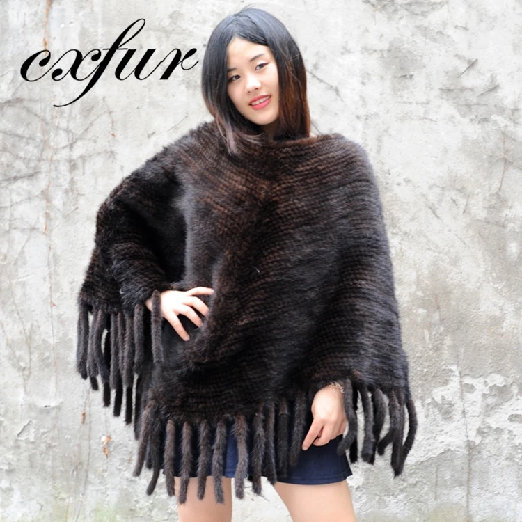 CX-B-M-10A Women Party Wear Fashion Lady Mink Fur Shawl