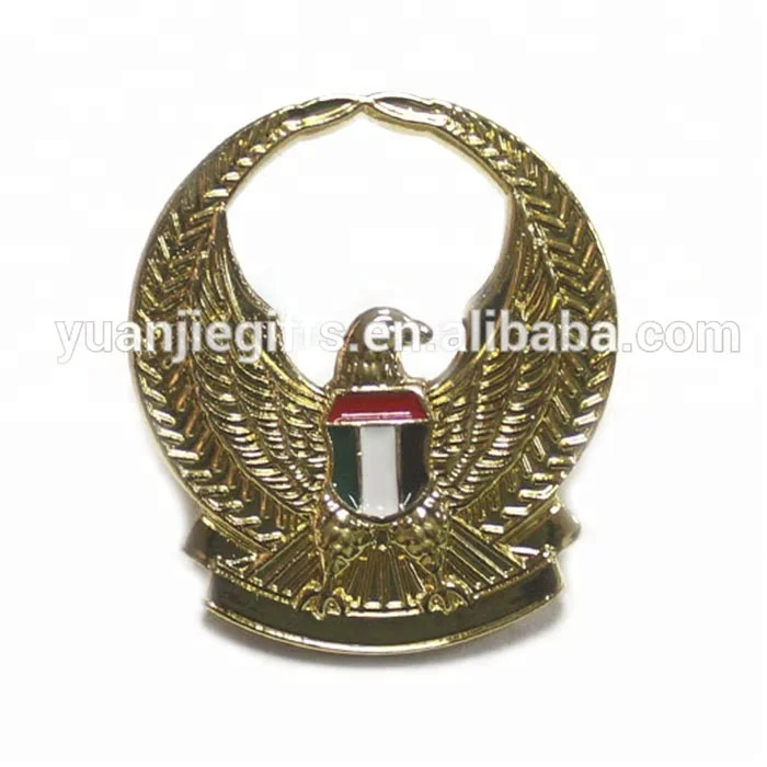 High quality Dubai metal gold eagle badge with safety pin