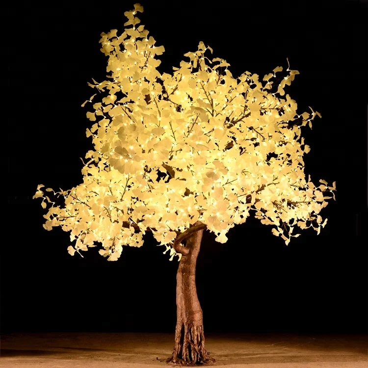 Free shipping spring festival decorative 9 feet High quality Luxury Green LED gingko tree lighting