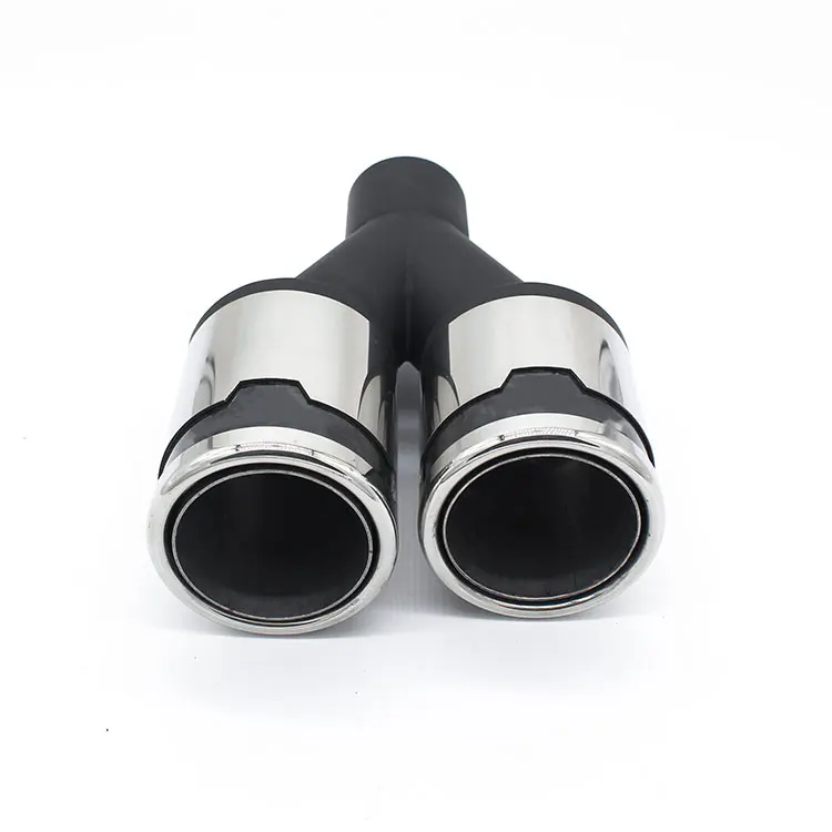 double outlets universal car exhaust pipe dual muffler tips blue end