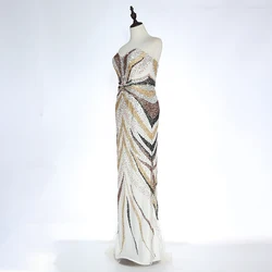 Women backless party gown beaded sequins long evening dresses luxurious