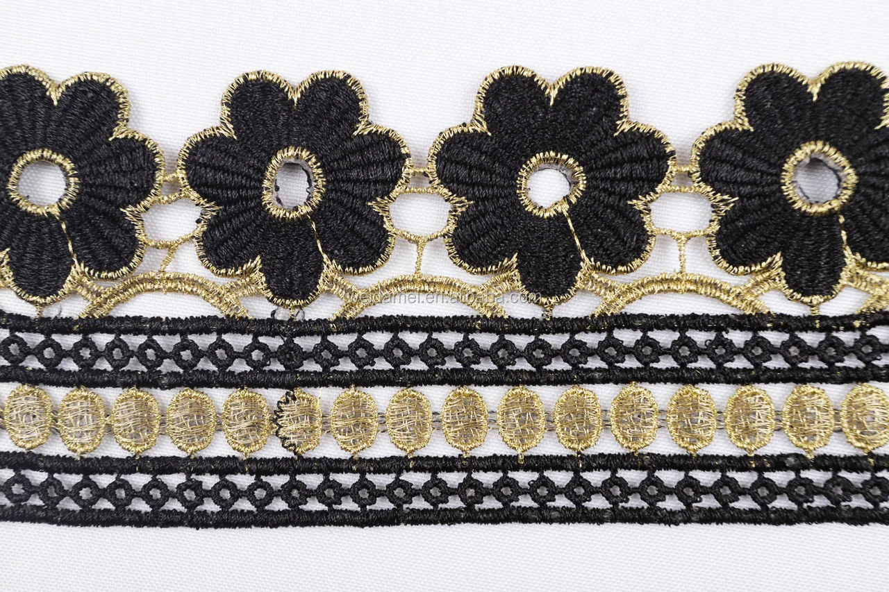 
Elegant High Grade Embroidery Lace Trim Ribbon Border factory cheap lace for Garment Decoration 