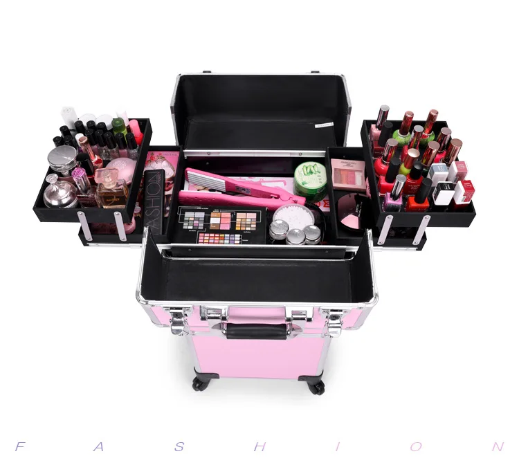 Yaeshii Aluminium Professional 4in1 Beauty Hairdressing Trolley Cosmetics Organizer Makeup Vanity Case With Legs