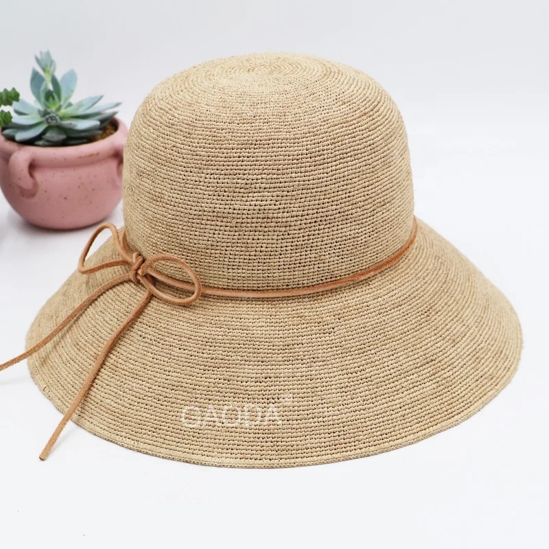 Raffia straw folding travel hats high quality hats women