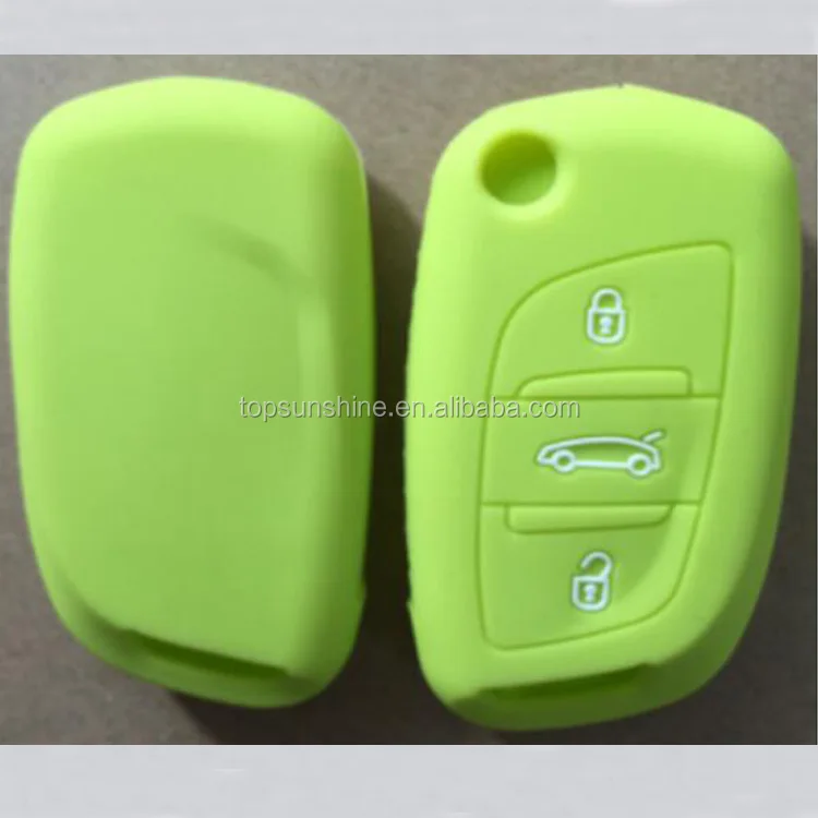 3-Button Smart Key (Keyless Go Only) - Key Cover in Black Silicone Car Key Case Compatible with Peugeot
