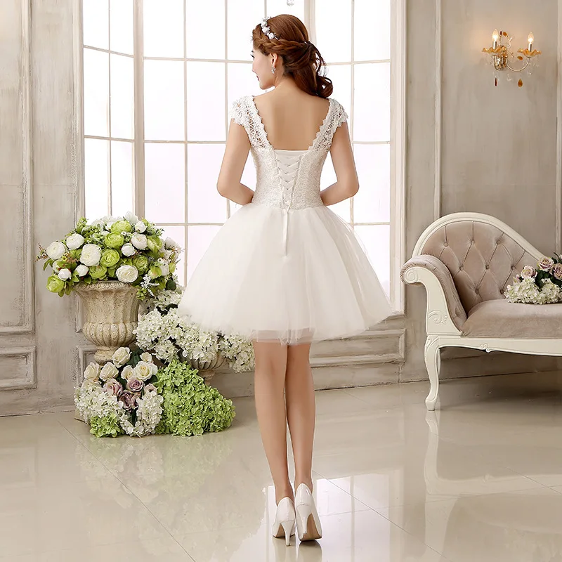 New Arrival Elegant Ivory Short Wedding Dresses Brides Sexy Lace Wedding Dress Bridal Gown