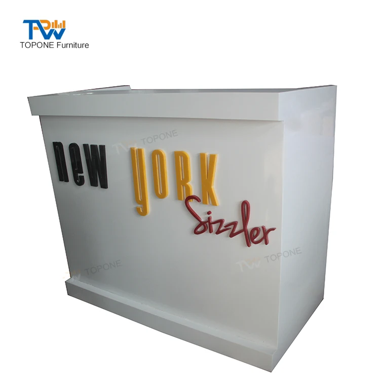 Factory Custom Marble Top  L Shape Led Lighted Cafe Restaurant Bar Counter Design