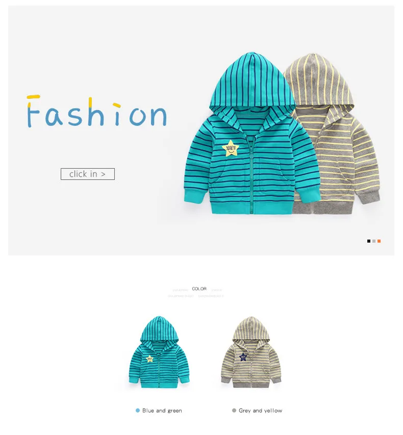 
Kids Clothes Hooded stripe Winter Baby Jacket 