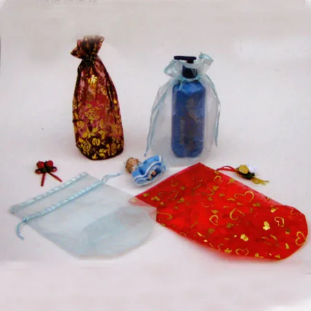 Gold Floral Organza Pouch