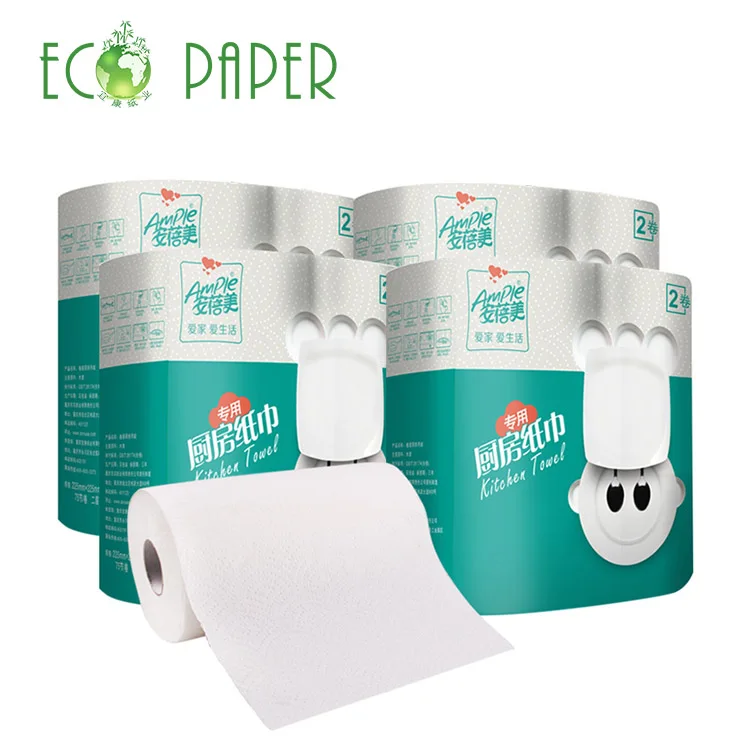 2ply Высококачественная впитывающая кухонная Бумага для полотенец, рулон бамбуковой целлюлозы, водопоглощение 21 г/м2, требования заказчика