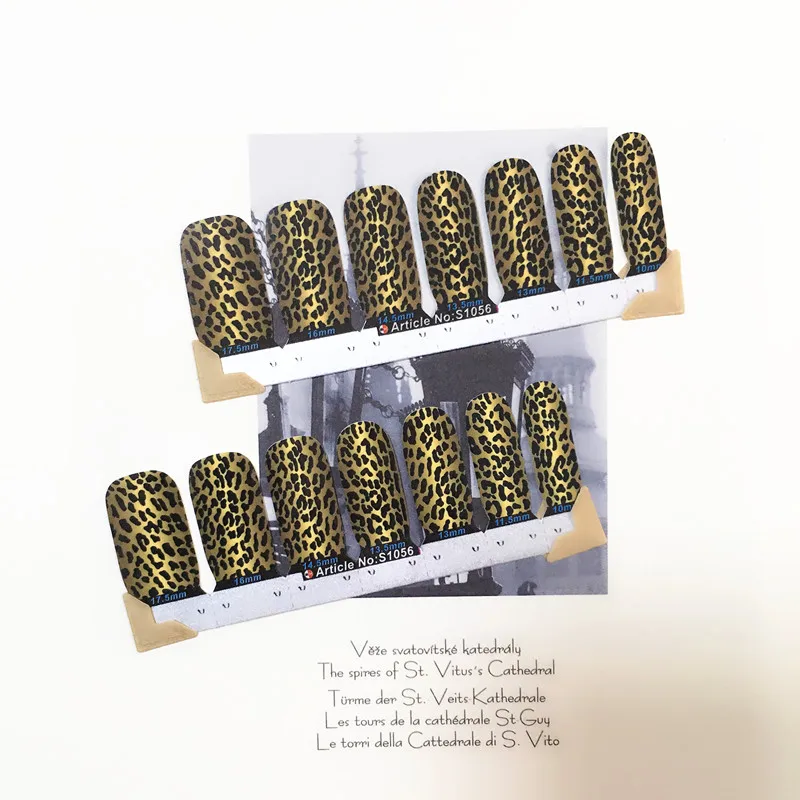 Brown Leopard Sexy Nail Arts Sticker 14 pcs set Waterproof Nail Decal Art Sticker Gel