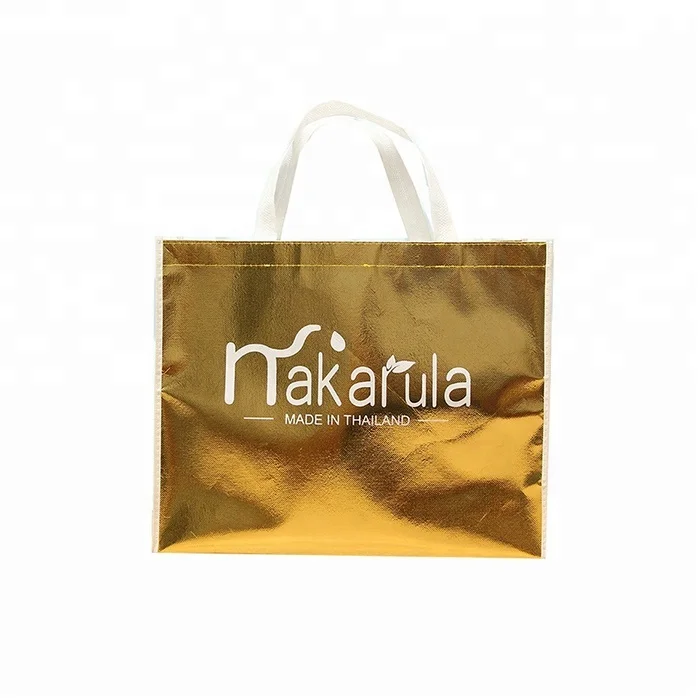 Personalized gold metallic hologram shopping non woven bag