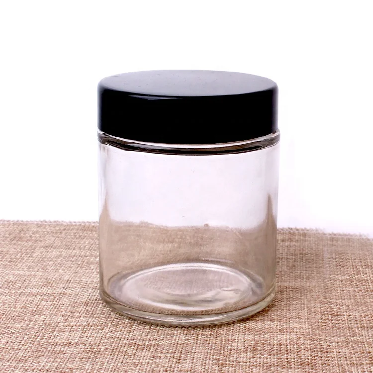 short round amber glass food packing storage jars